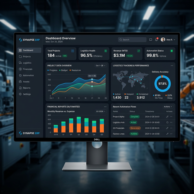 ERP Automaatio Dashboard Mockup